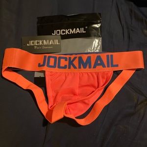 NWT Mens Jockmail Jockstrap Bright Orange Large But Runs Small Will Fit Medium